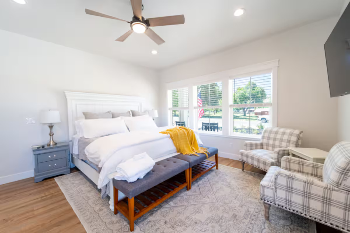 Bedroom 1 with comfortable bedding