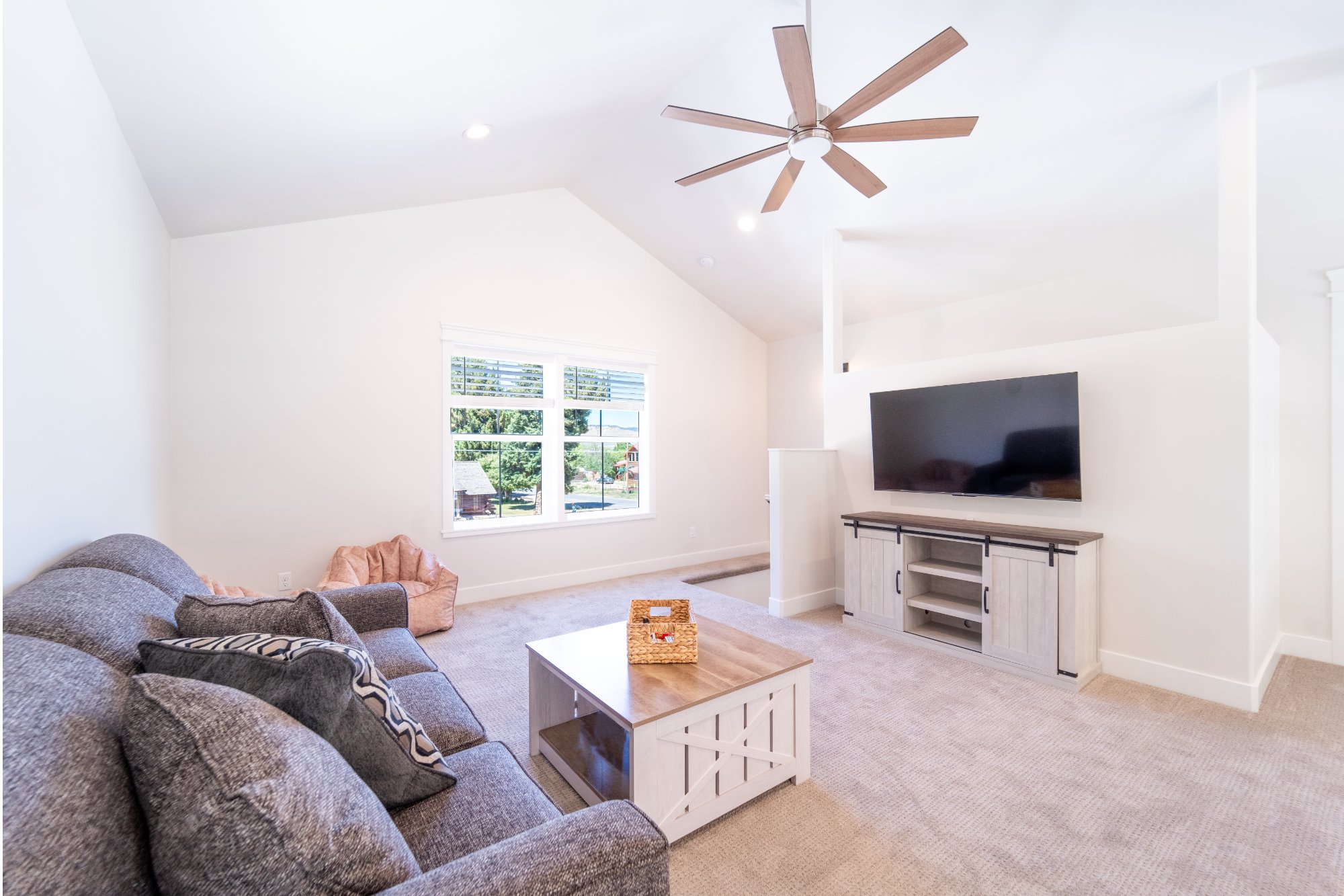 Loft area with sofa sleeper and TV
